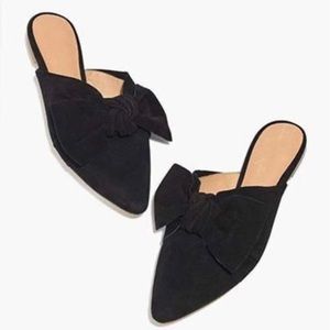 Madewell 8.5 Black velvet bow slides